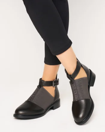 Pantofi cu toc de dama din piele Ecologica CRL0164 Gri