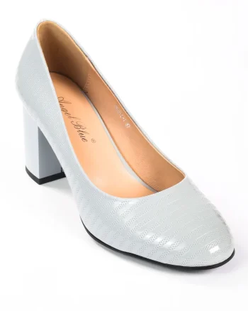 Pantofi Eleganți dama din Piele Ecologică Lăcuită CRL0132 Gri
