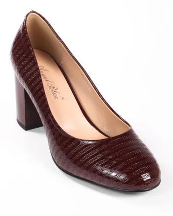 Pantofi Eleganți dama din Piele Ecologică Lăcuită CRL0132 Bordo
