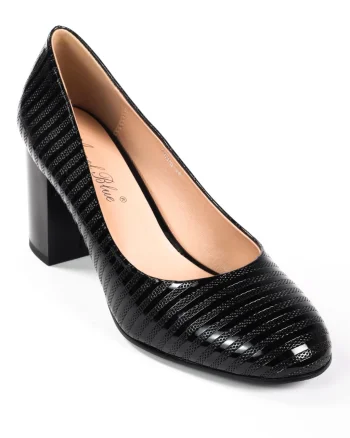 Pantofi Eleganți dama din Piele Ecologică Lăcuită CRL0132 NEGRU