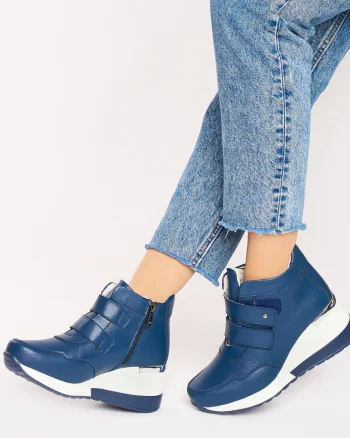 Ghete dama din Piele Naturala CRL0599 Bleumarin