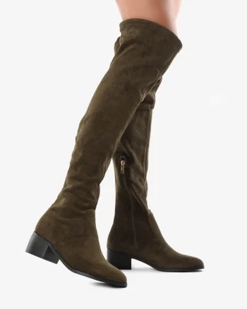 Cizme dama din Piele Ecologica Intoarsa CRL0693 Verzi