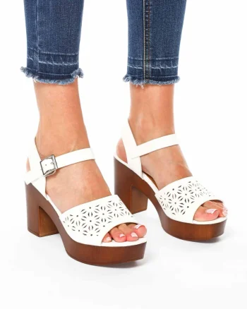 Sandale Elegante cu Toc din Piele Ecologica CRL0215