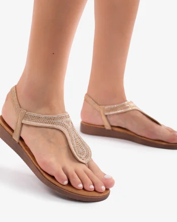 Sandale dama din Piele Ecologica CRL0147 AURIU