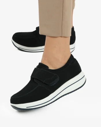 Mocasini dama din piele naturala INTOARSA cu talpa groasa CRL0004 NAVY