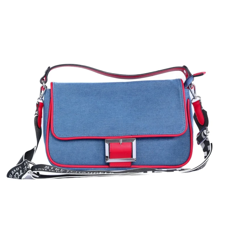 GEANTA DENIM CU CATARAMA DECORATIVA CRL 8836 ROSU