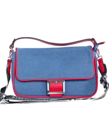 GEANTA DENIM CU CATARAMA DECORATIVA CRL 8836 ROSU
