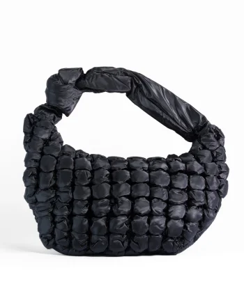 Geanta dama SEMI-LUNA matlasata din fas CRLM2661NEGRU