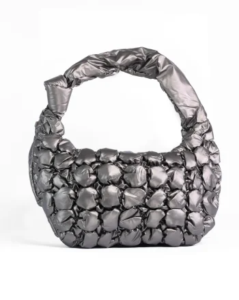 Geanta dama SEMI-LUNA matlasata din fas CRLM2661PEWTER