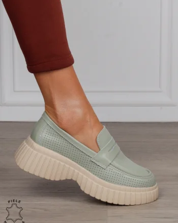 Mocasini dama din Piele Naturala cu mici perforati cu talpa inalta CRL1567 BARILLA