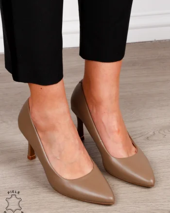 Pantofi Eleganti dama din piele naturala model clasic CRL1575 KHAKI
