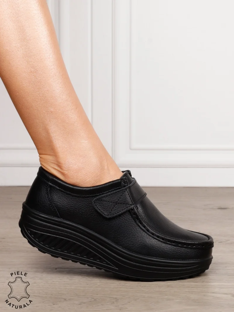Mocasini dama din Piele Naturala CRL0063 CULOARE:NEGRU COMPLET