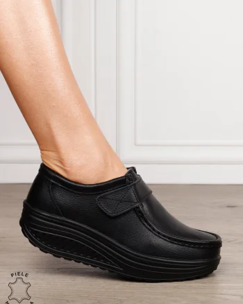 Mocasini dama din Piele Naturala CRL0063 CULOARE:NEGRU COMPLET