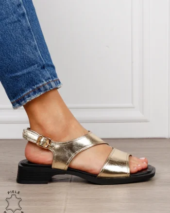 SANDALE dama din piele naturala cu barete CRL1627 AURIU