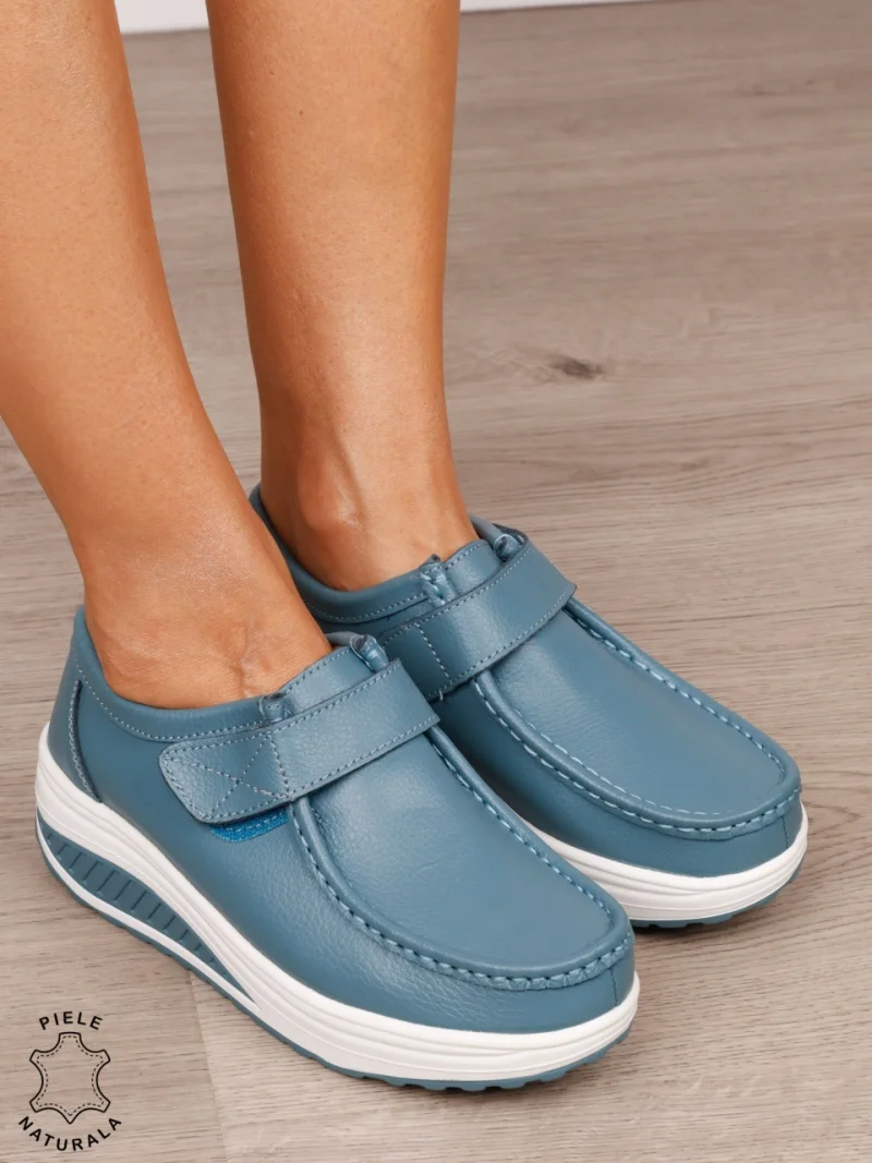 Mocasini dama din Piele Naturala CRL0063 CULOARE ALBASTRU