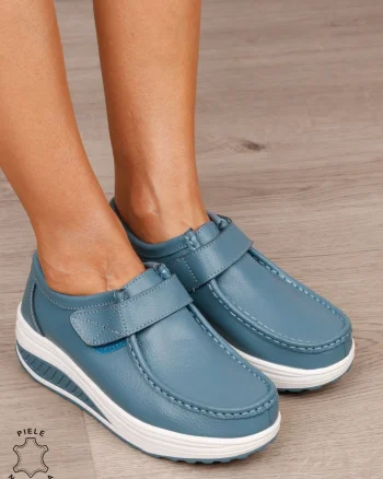 Mocasini dama din Piele Naturala CRL0063 CULOARE ALBASTRU