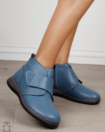 GHETE DAMA DIN PIELE NATURALA CRL0681 ALBASTRU