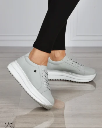 Pantofi CASUAL PIELE NATURALA cu talpa inalta CRL1275 GRI