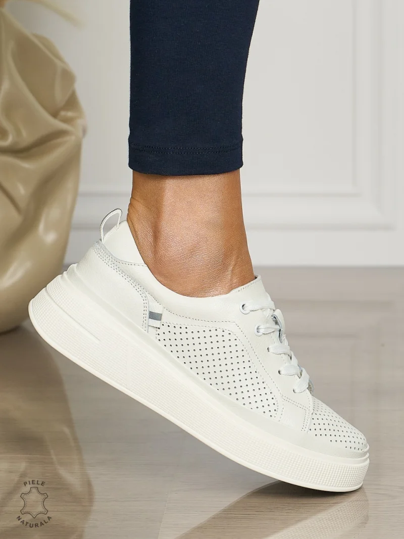 Pantofii casual piele naturala COMOZI CRL1070 CULOARE:ALB