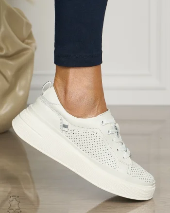 Pantofii casual piele naturala COMOZI CRL1070 CULOARE:ALB