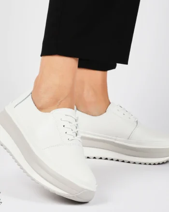 PANTOFI CASUAL Dama Piele Naturala CU SIRET CRL1439 ALB
