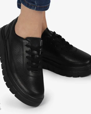 PANTOFI CASUAL DE DAMA DIN PIELE NATURALA CRL0767 NEGRU