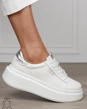 Pantofi DAMA CASUAL din piele naturală confort și stil CRL1378 ALB