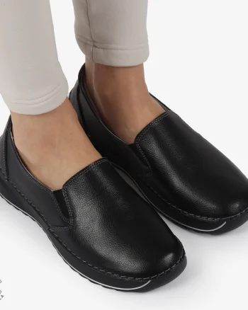 Pantofi Casual dama din Piele naturala USORI TIP SLIP-ON CRL1339 NEGRU