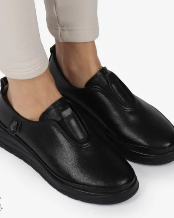 Pantofi Casual dama din Piele naturala CONFORTABILI SLIP-ON CRL1336 NEGRU