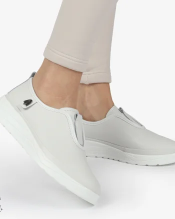 Pantofi Casual dama din Piele naturala CONFORTABILI SLIP-ON CRL1336 ALB