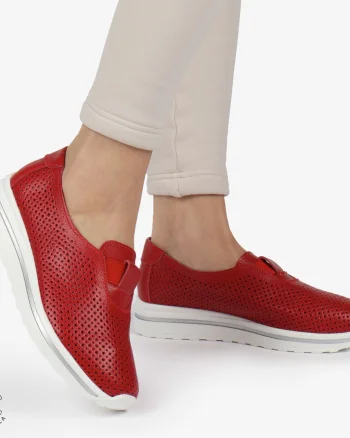 Pantofi Perforati Dama Piele naturală CRL0104 ROSU