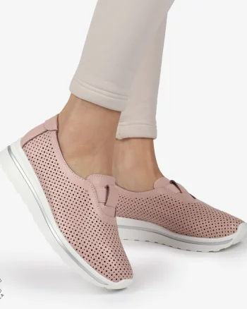 Pantofi Perforati Dama Piele naturală CRL0104 ROZ