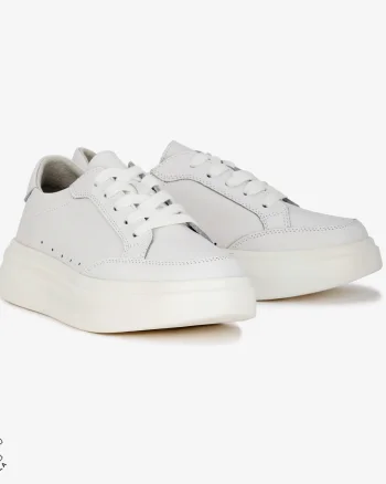 Pantofi Casual de dama din Piele naturala cu talpa groasa CRL0521 ALB