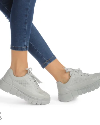 PANTOFI CASUAL DE DAMA DIN PIELE NATURALA CRL0767 GRI