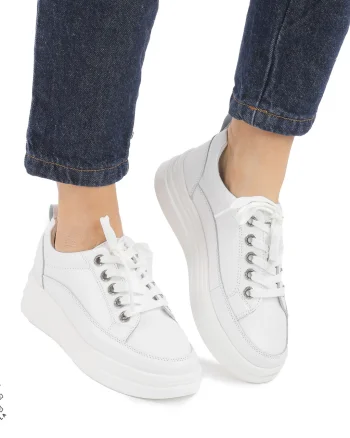 Pantofi casual dama piele naturala CRL0869 ALB