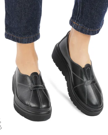 Pantofi Casual de dama din Piele Naturala CRL0918 NEGRU