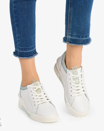 Pantofi casual dama piele naturala cu talpa inalta CRL0871 ALB
