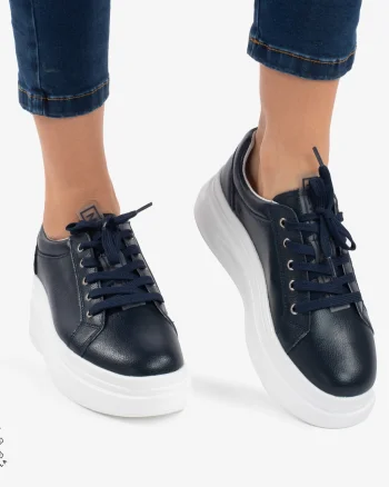 Pantofii casual piele naturala CRL0763 NAVY