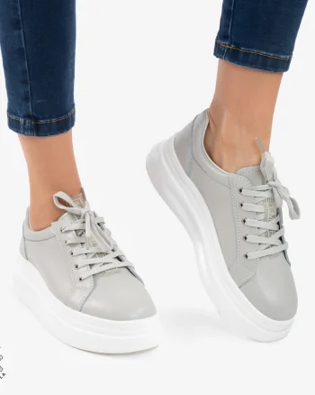 Pantofii casual piele naturala CRL0763 GRI