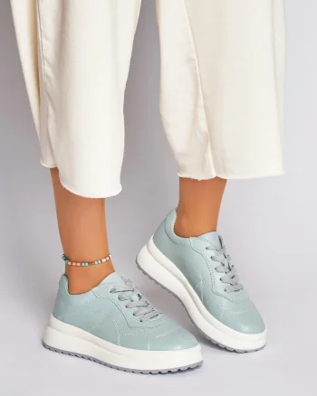 Pantofi casual dama din piele naturala CRL0006 ALBASTRU