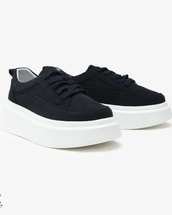 Pantofi Casual de dama din Piele Naturala Intoarsa CRL0567 NAVY