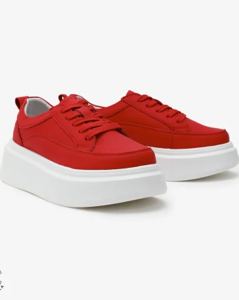 Pantofi Casual de dama din Piele Naturala CRL0566 ROSU