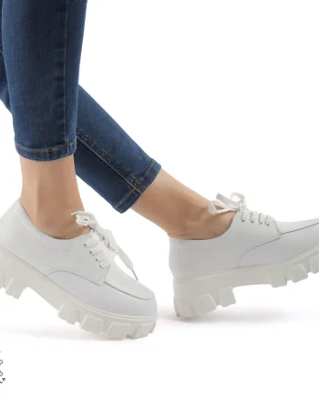 Pantofi casual dama din Piele naturală CRL0109 ALB