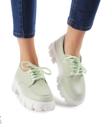 Pantofi casual dama din Piele naturală CRL0109 VERDE