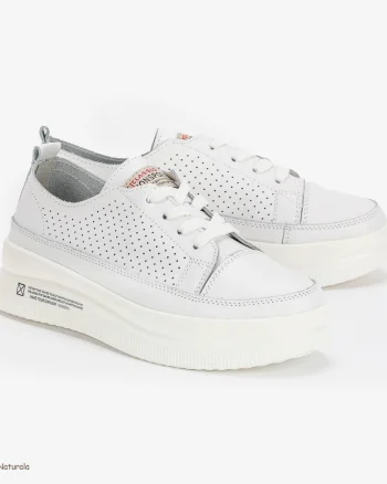 Pantofi Casual de dama din Piele naturala Șic Urban CRL0487 ALB