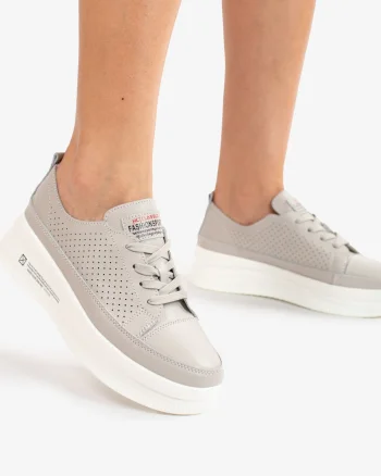 Pantofi Casual de dama din Piele naturala Șic Urban CRL0487 GRI