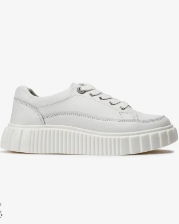 Pantofi Casual de dama din Piele naturala cu talpa groasa CRL0526 Alb