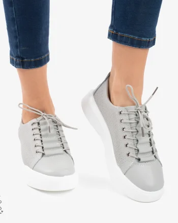 Pantofi Casual de dama din Piele Naturala CRL0572 Gri