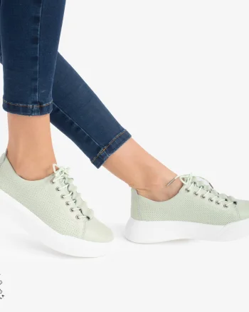 Pantofi Casual de dama din Piele Naturala CRL0572 verde