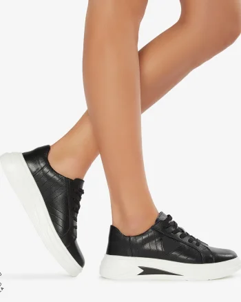 Pantofi Casual de dama din Piele naturala CRL0523 NEGRU